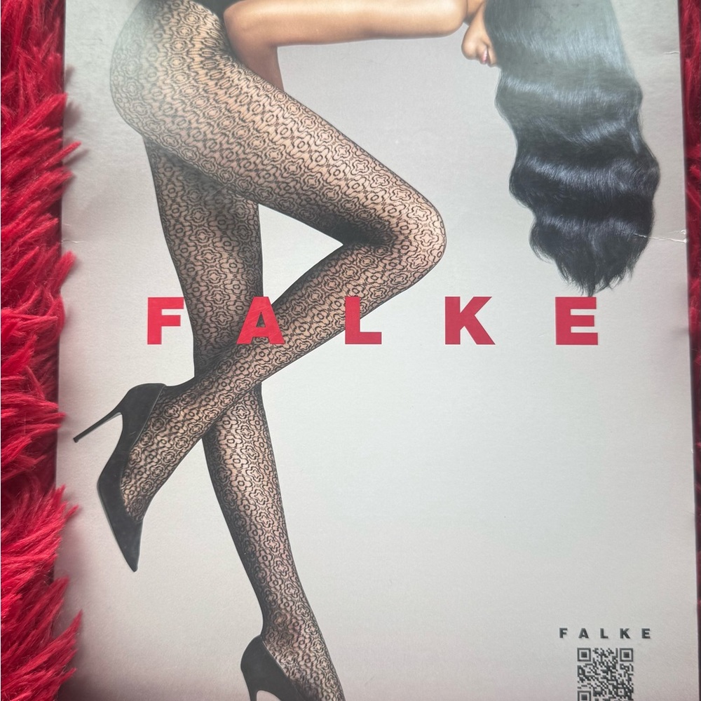 Falke Black Lace-Style Hosiery Marine M